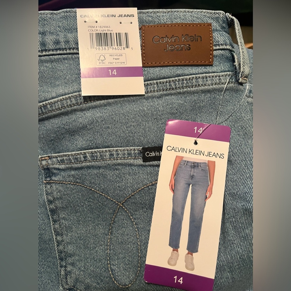 NWT,  Calvin Klein Light Blue Jeans, Size 14